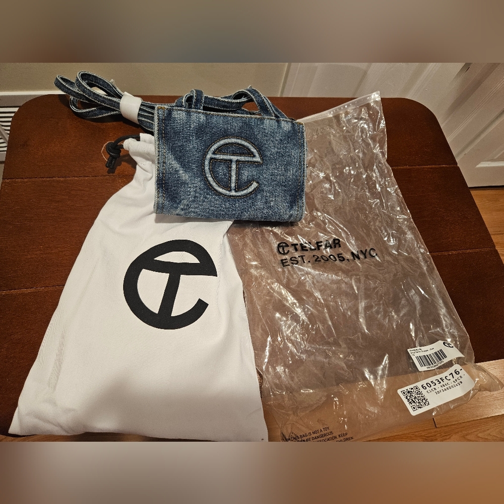 Telfar Blue Denim Crossbody Bag